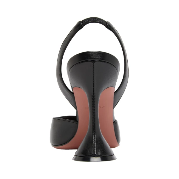 Amina Muaddi Holli Sling 95 in Black Nappa, view 3