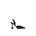 Amina Muaddi Holli Sling 95 in Black Satin