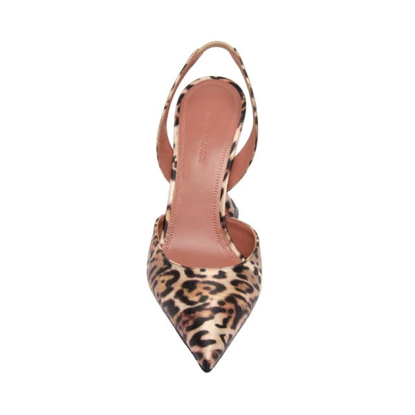 Amina Muaddi Holli Sling 95 in Leopard Satin, view 2