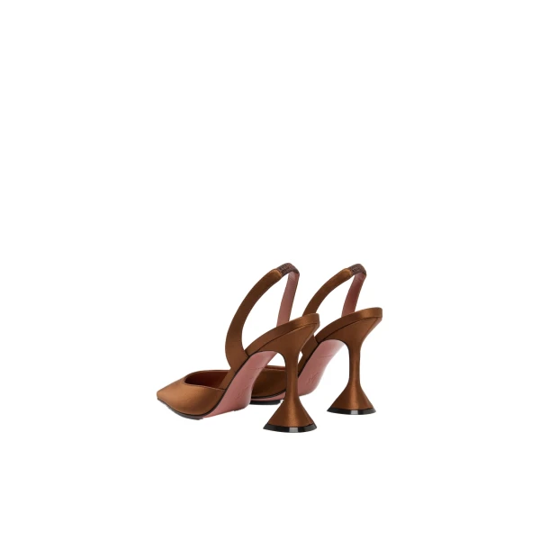 Amina Muaddi Holli Sling 95 in Mocha Satin, view 6