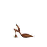 Amina Muaddi Holli Sling 95 in Mocha Satin