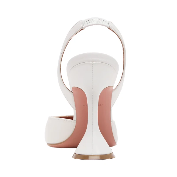 Amina Muaddi Holli Sling 95 in White Nappa, view 3