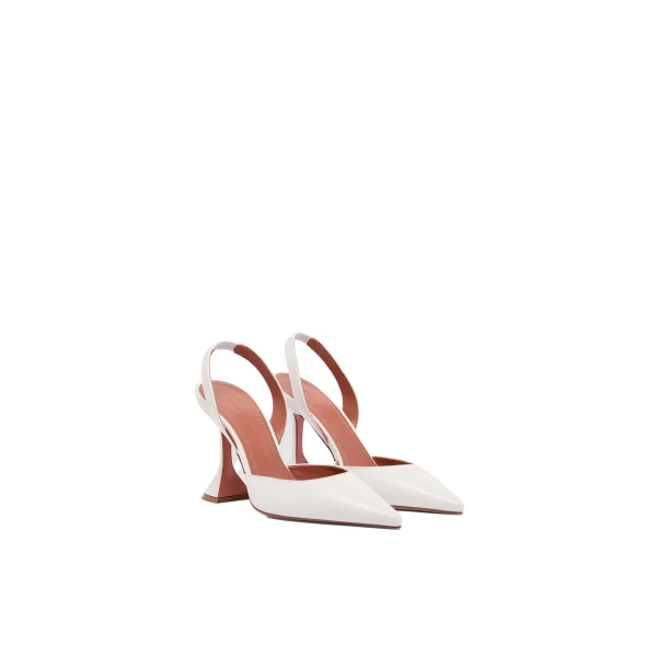 Amina Muaddi Holli Sling 95 in White Nappa, view 4