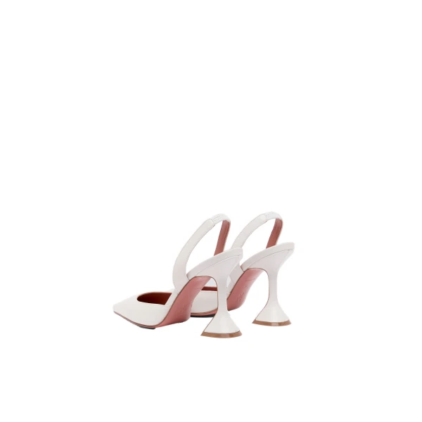 Amina Muaddi Holli Sling 95 in White Nappa, view 5