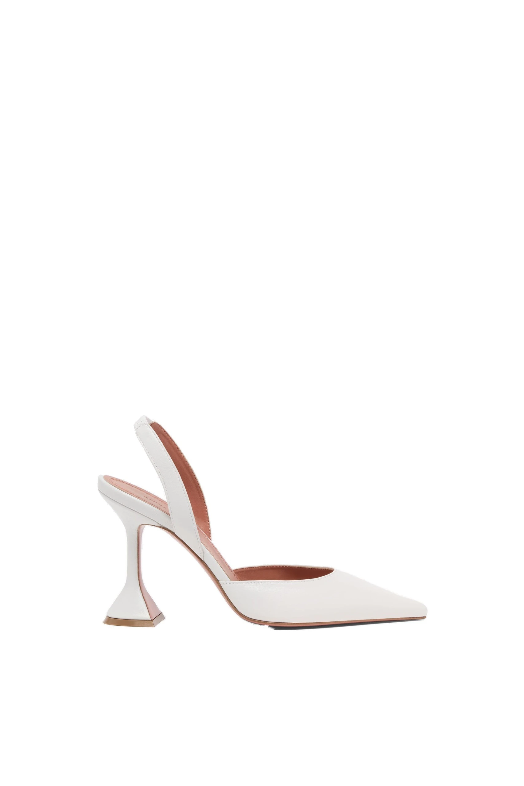 Amina Muaddi Holli Sling 95 in White Nappa | Luxury Shoes Amina Muaddi Holli Sling 95 in White Nappa