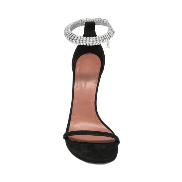 Amina Muaddi Iman Sandal 105 in Black Suede, view 2