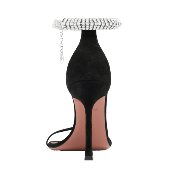 Amina Muaddi Iman Sandal 105 in Black Suede, view 3