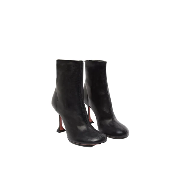 Amina Muaddi Iris Bootie 95 in Black Nappa, view 4