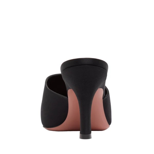 Amina Muaddi Jamie Mule 80 in Black Satin, view 3
