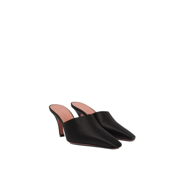 Amina Muaddi Jamie Mule 80 in Black Satin, view 4