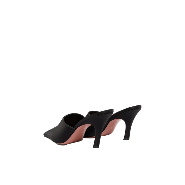 Amina Muaddi Jamie Mule 80 in Black Satin, view 5