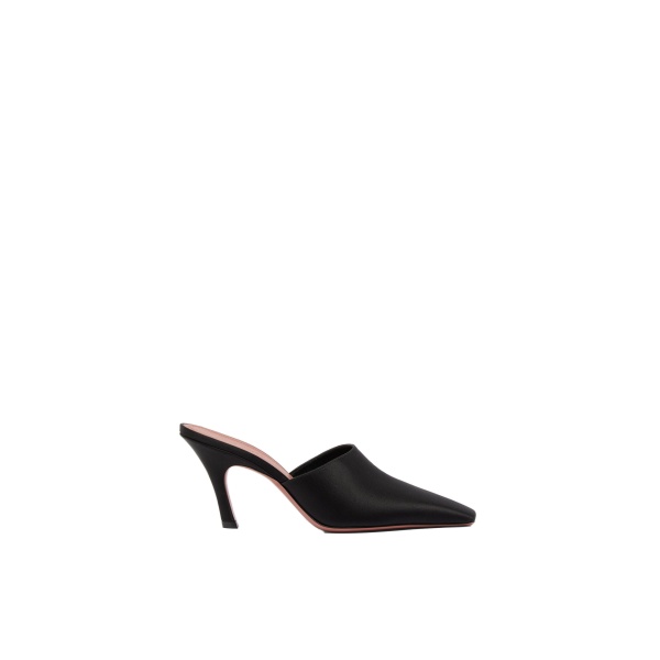 Amina Muaddi Jamie Mule 80 in Black Satin
