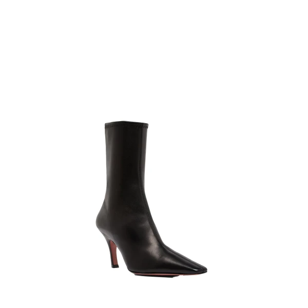 Amina Muaddi Jamie Stretch Bootie 80 in Black Stretch Nappa, view 2