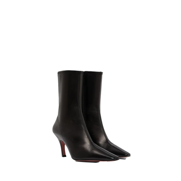 Amina Muaddi Jamie Stretch Bootie 80 in Black Stretch Nappa, view 4