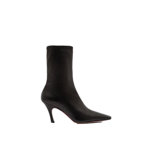 Amina Muaddi Jamie Stretch Bootie 80 in Black Stretch Nappa