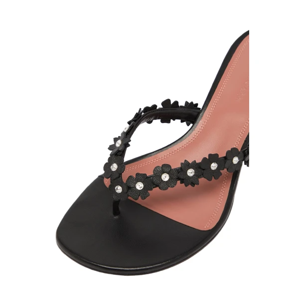 Amina Muaddi Janis Slipper 45 in Black Nappa and White Crystals, view 6