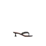 Amina Muaddi Janis Slipper 45 in Black Nappa and White Crystals