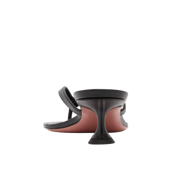 Amina Muaddi Juliette Thong Slipper 45 in Black Nappa, view 3