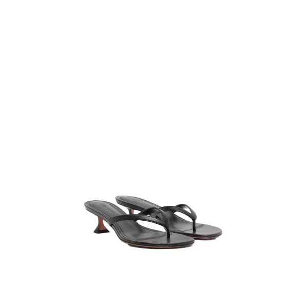 Amina Muaddi Juliette Thong Slipper 45 in Black Nappa, view 4