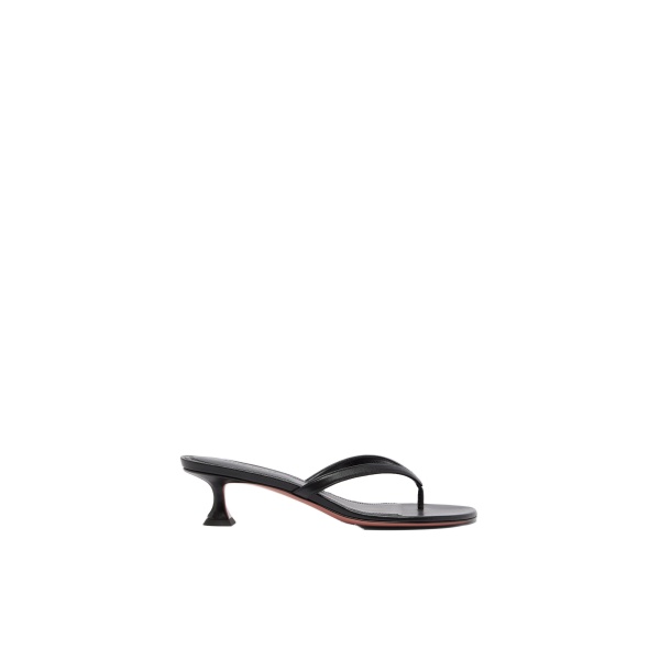 Amina Muaddi Juliette Thong Slipper 45 in Black Nappa