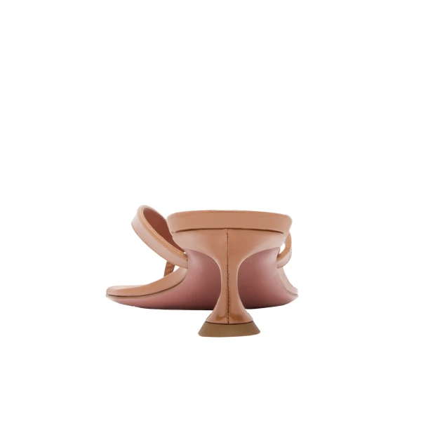 Amina Muaddi Juliette Thong Slipper 45 in Pearly Latte Patent, view 3
