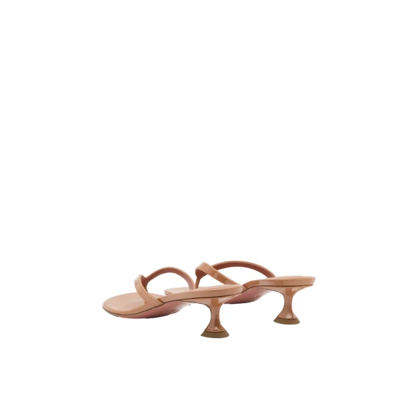 Amina Muaddi Juliette Thong Slipper 45 in Pearly Latte Patent, view 5