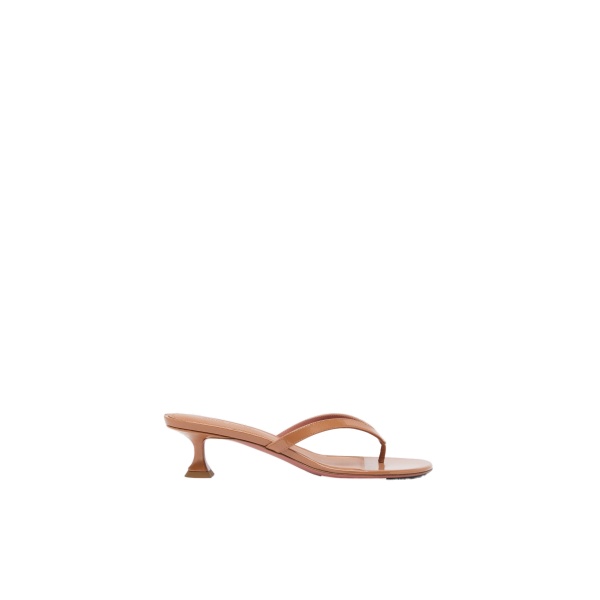 Amina Muaddi Juliette Thong Slipper 45 in Pearly Latte Patent