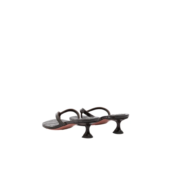Amina Muaddi Juliette Thong Slipper 45 in Shiny Coffee Croc, view 5