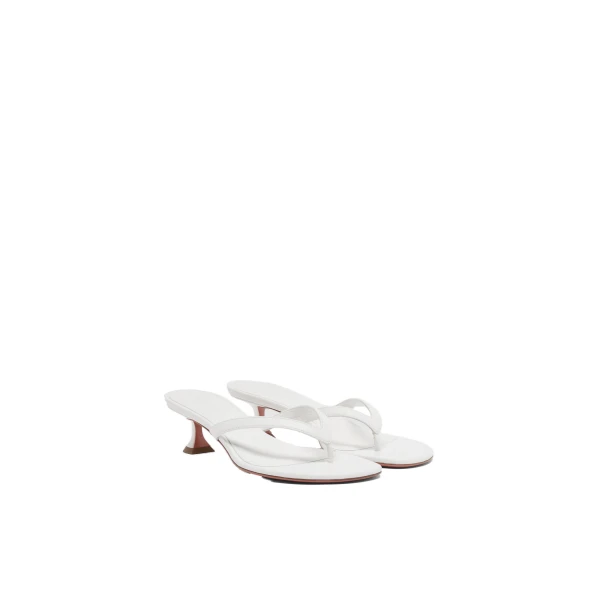Amina Muaddi Juliette Thong Slipper 45 in White Nappa, view 4