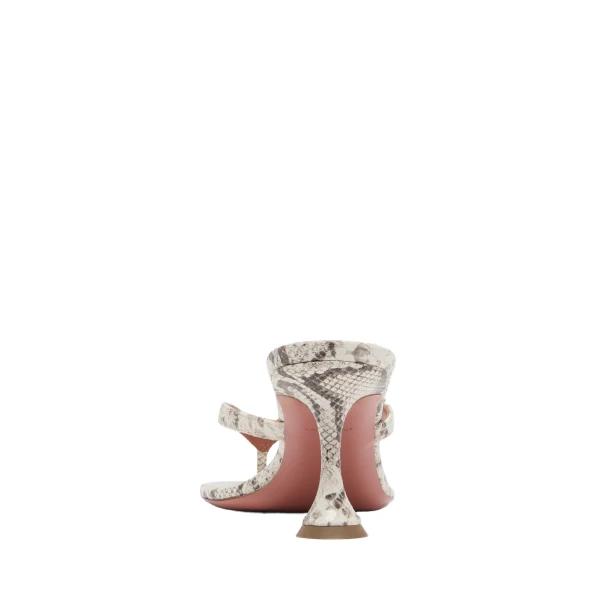 Amina Muaddi Juliette Thong Slipper 70 in Natural Printed Snake, view 3