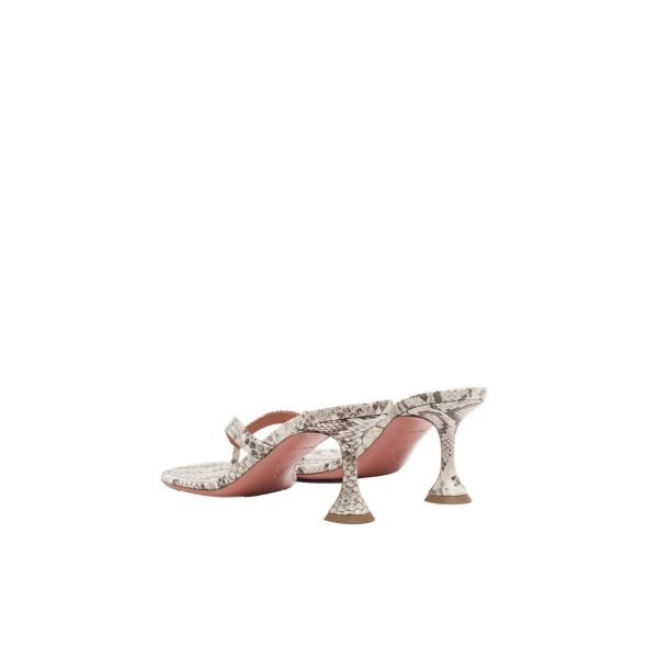 Amina Muaddi Juliette Thong Slipper 70 in Natural Printed Snake, view 5