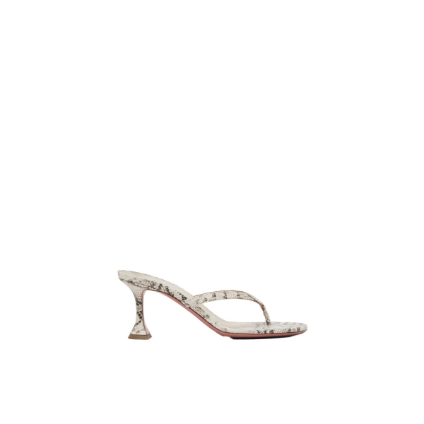 Amina Muaddi Juliette Thong Slipper 70 in Natural Printed Snake