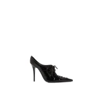 Amina Muaddi Kim Mule 105 in Black Printed Croc
