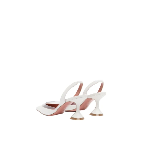 Amina Muaddi Lara Sling 70 in White Nappa and Transparent PVC, view 5