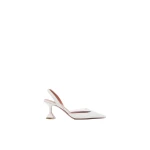 Amina Muaddi Lara Sling 70 in White Nappa and Transparent PVC