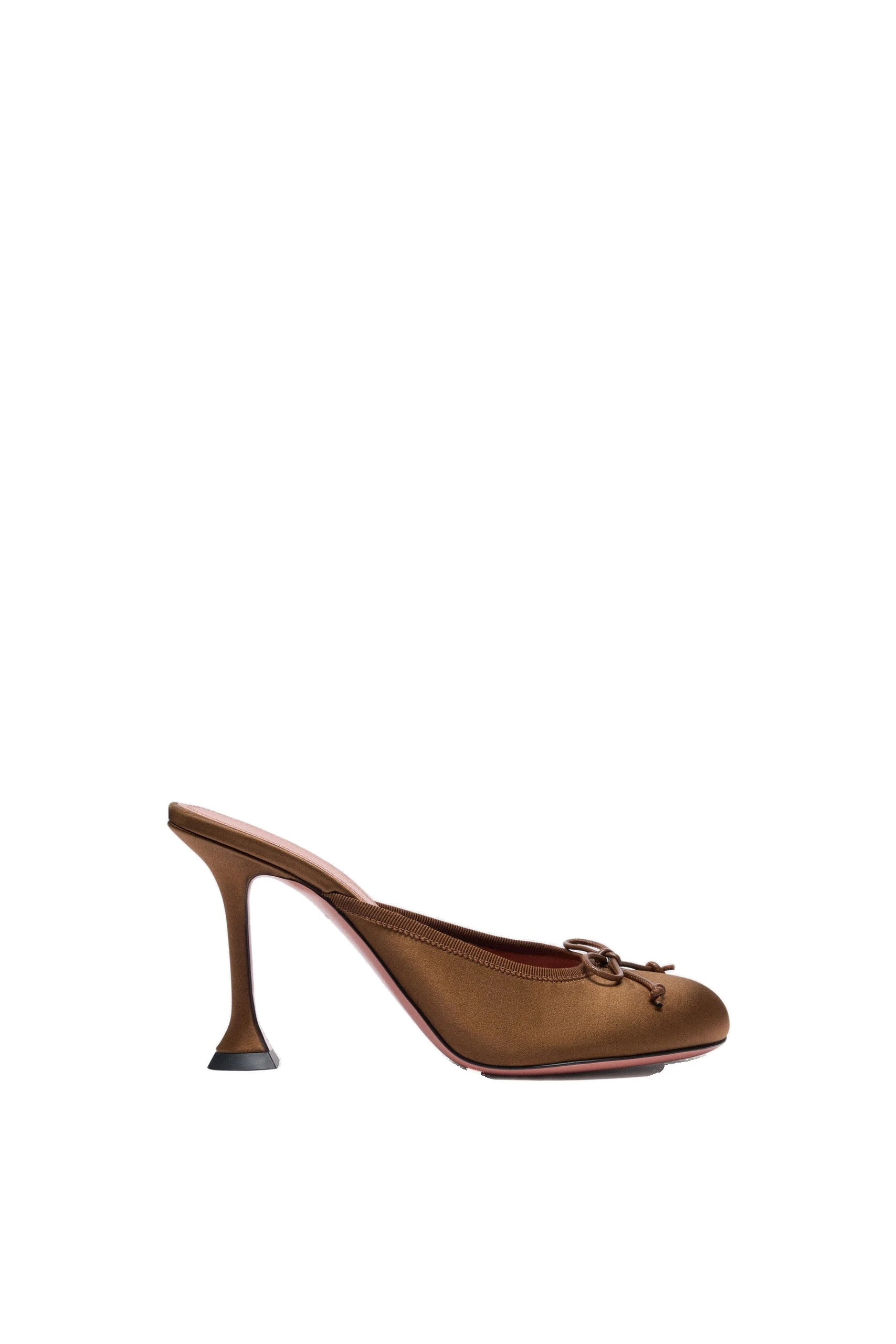 Amina Muaddi Lila Slipper 95 in Mocha Satin | Luxury Shoes Amina Muaddi Lila Slipper 95 in Mocha Satin