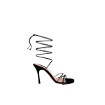 Amina Muaddi Lori Lace Up Sandal 95 in Black Patent