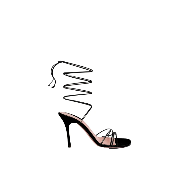 Lori Lace Up Sandal 95 in Black Patent