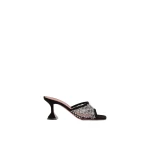 Amina Muaddi Lupita Crystal Net Slipper 70 in Black Suede and White Crystals