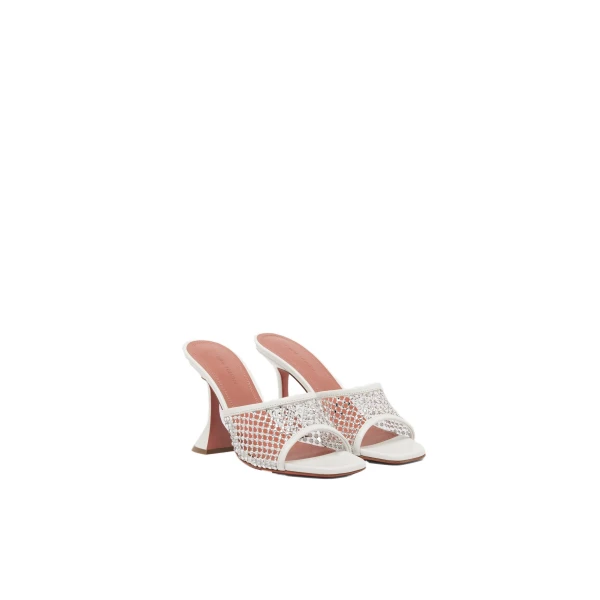 Amina Muaddi Lupita Crystal Net Slipper 95 in White Nappa and White Crystals, view 4