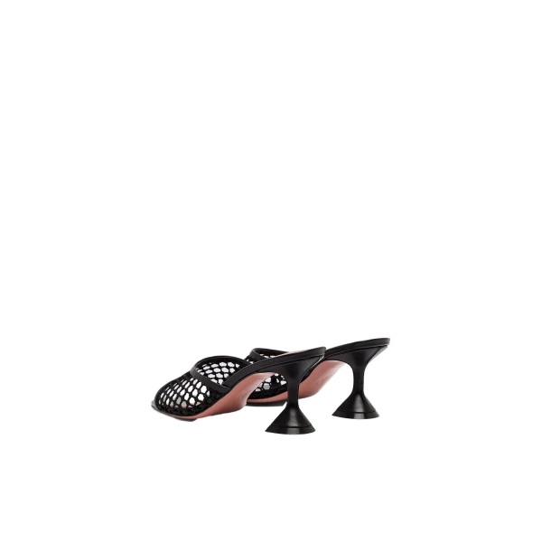Amina Muaddi Lupita Net Slipper 70 in Black Net and Black Nappa, view 5