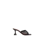 Amina Muaddi Lupita Net Slipper 70 in Black Net and Black Nappa