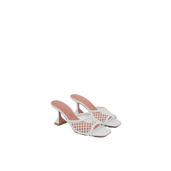 Amina Muaddi Lupita Net Slipper 70 in White Raffia, view 4
