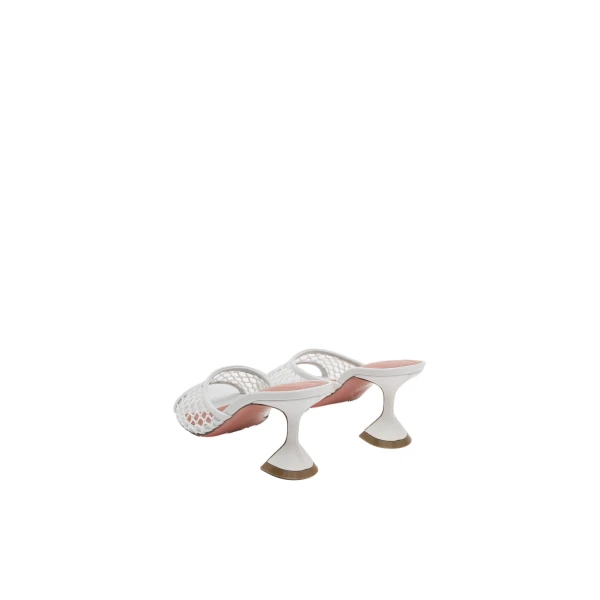 Amina Muaddi Lupita Net Slipper 70 in White Raffia, view 5