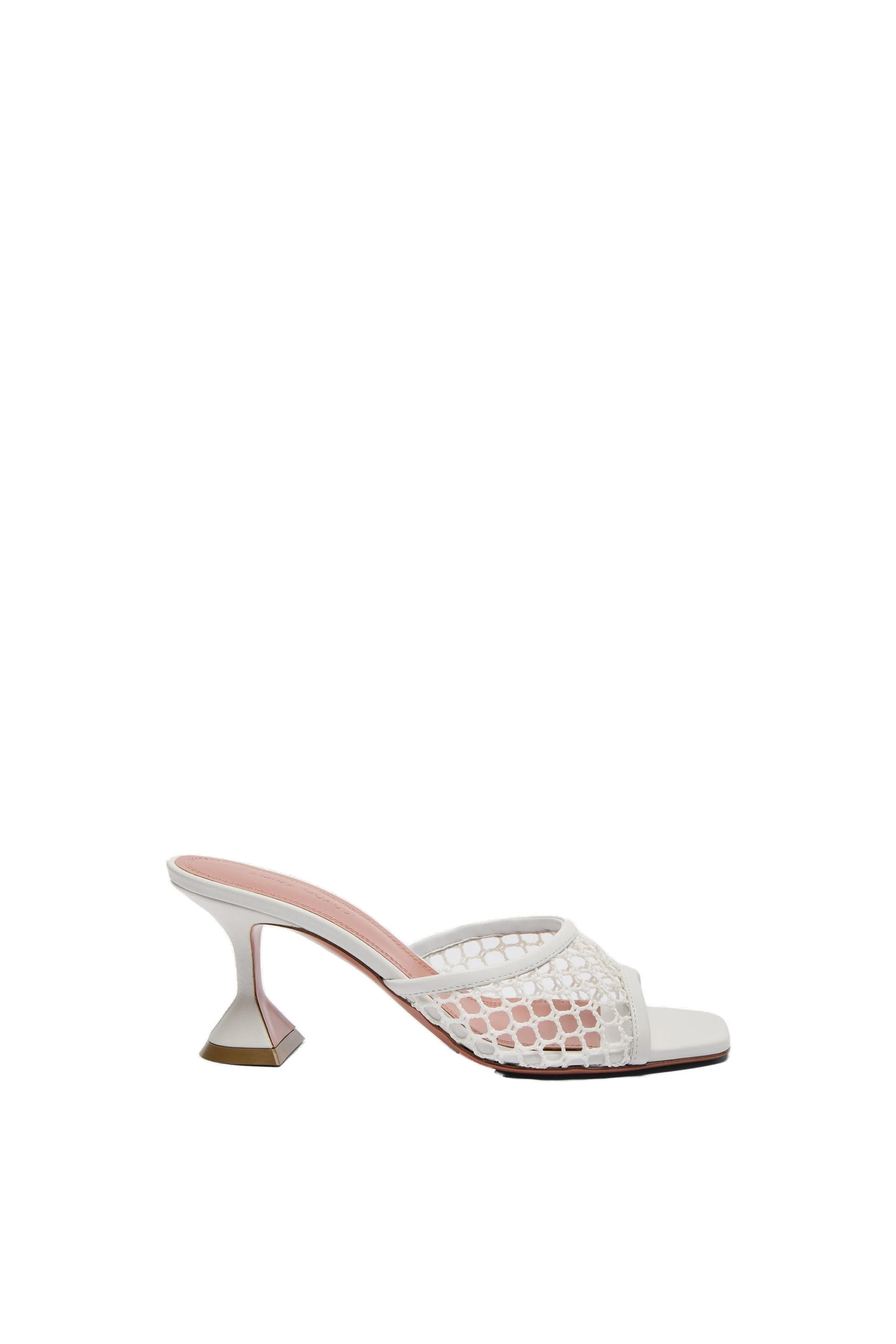 Amina Muaddi Lupita Net Slipper 70 in White Raffia | Luxury Shoes Amina Muaddi Lupita Net Slipper 70 in White Raffia