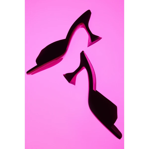 Amina Muaddi Lupita Slipper 70 in Black Suede, view 4
