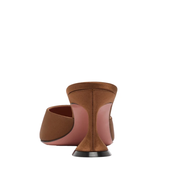 Amina Muaddi Lupita Slipper 70 in Mocha Satin, view 3
