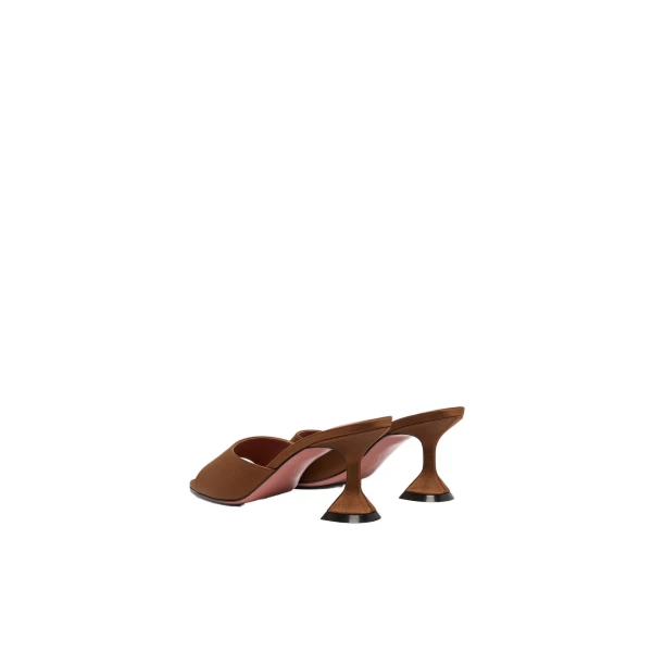 Amina Muaddi Lupita Slipper 70 in Mocha Satin, view 5