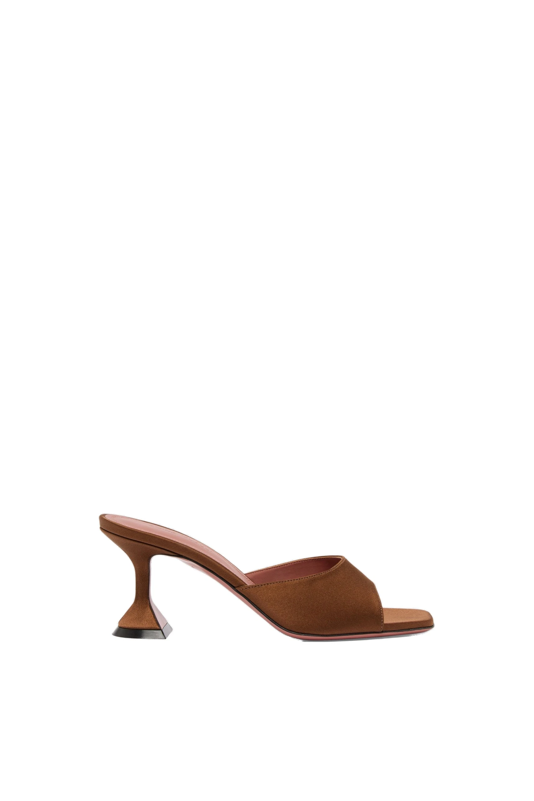 Amina Muaddi Lupita Slipper 70 in Mocha Satin | Luxury Shoes Amina Muaddi Lupita Slipper 70 in Mocha Satin