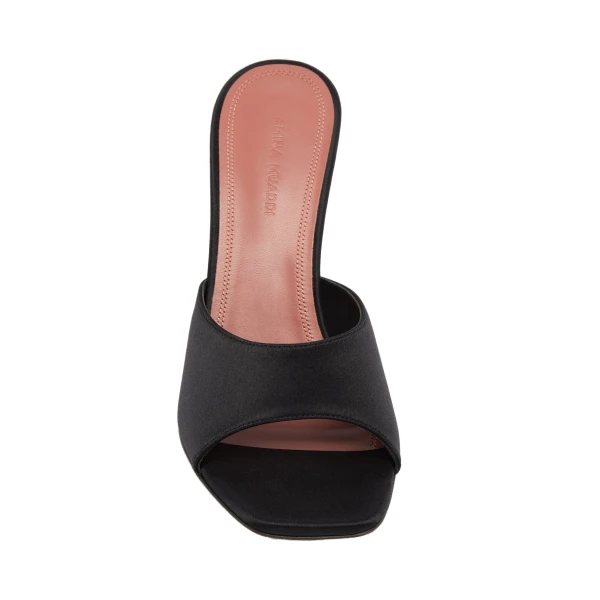 Amina Muaddi Lupita Slipper 95 in Black Satin, view 2